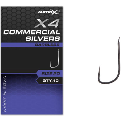 Haczyki Matrix X4 Commercial Silvers Barbless - 20