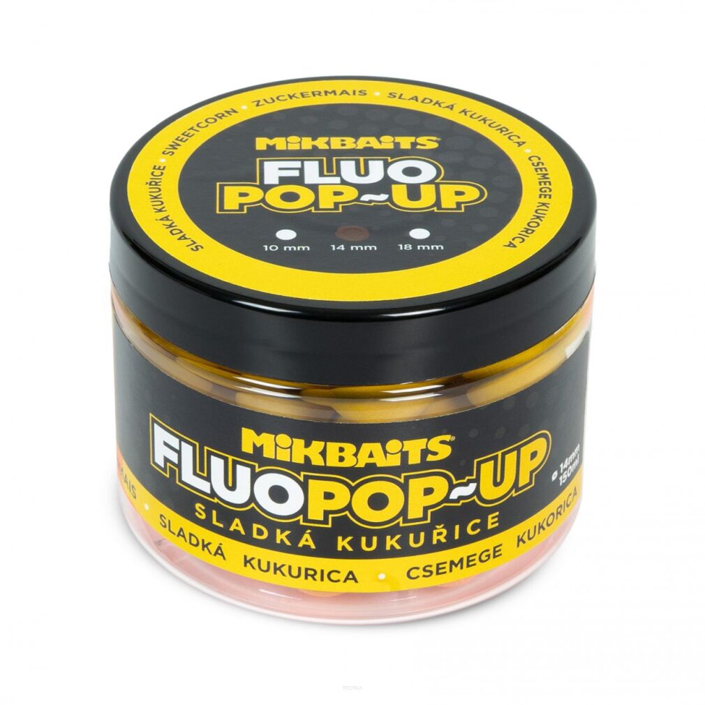 Kulki MikBaits Pop-up fluo boilies 150ml - Słodka Kukurydza 14mm