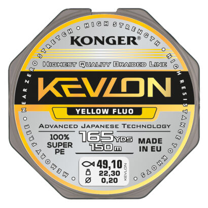 Plecionka Konger Kevlon X4 Yellow Fluo - 150m/0,12mm