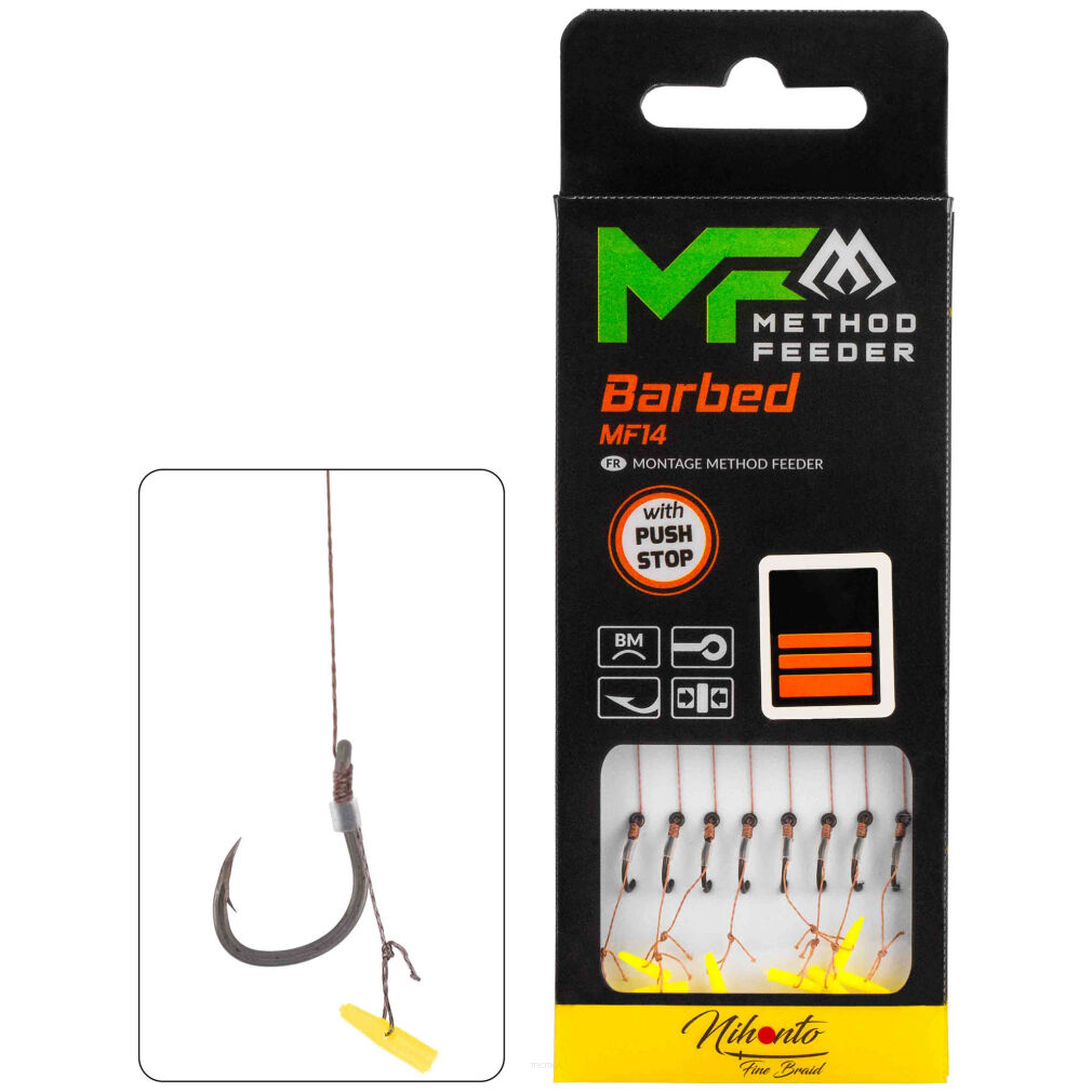 Przypony Mikado Mf Mf14 Z Push Stopem Hak Z Zadziorem Nr 8 / Plecionka: 0.14mm/10cm