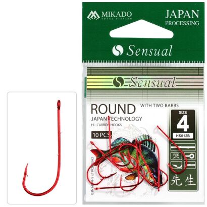 Haczyki Mikado Sensual - Round with barbs #4 RED