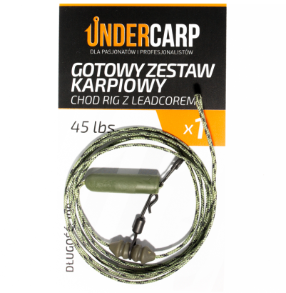 Gotowy zestaw karpiowy Chod Rig z leadcorem 45 lbs / 100 cm zielony