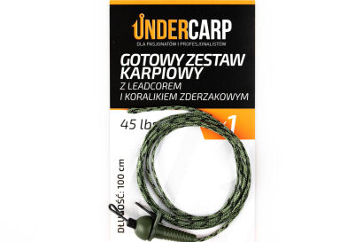 Gotowy zestaw karpiowy z leadcorem i koralikiem zderzakowym 45 lbs / 100 cm zielony