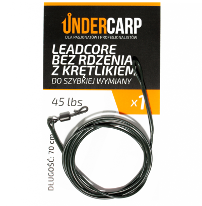 Leadcore bez rdzenia z krętlikiem do szybkiej wymiany 45 lbs / 70 cm - zielony
