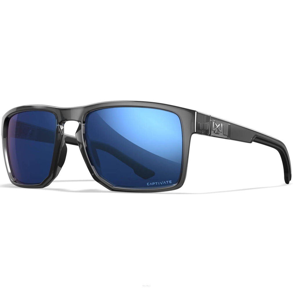 Okulary Wiley X Wx Founder Captivate Pol Blue Mirror Lens Gloss Crystal Grey Frame