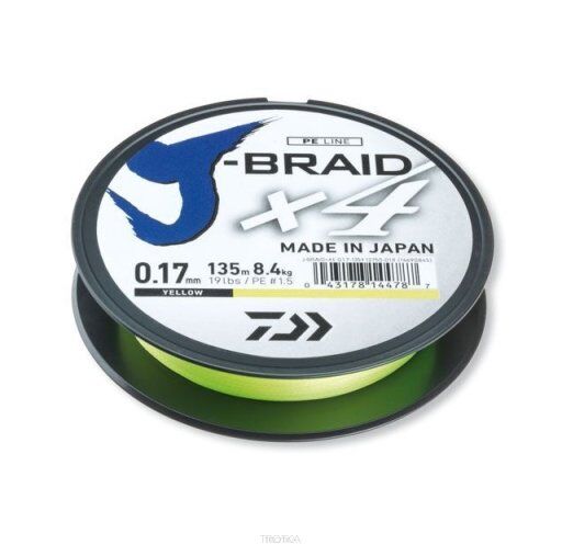 Plecionka Daiwa J-Braid X4E - Yellow 135m/0,13mm