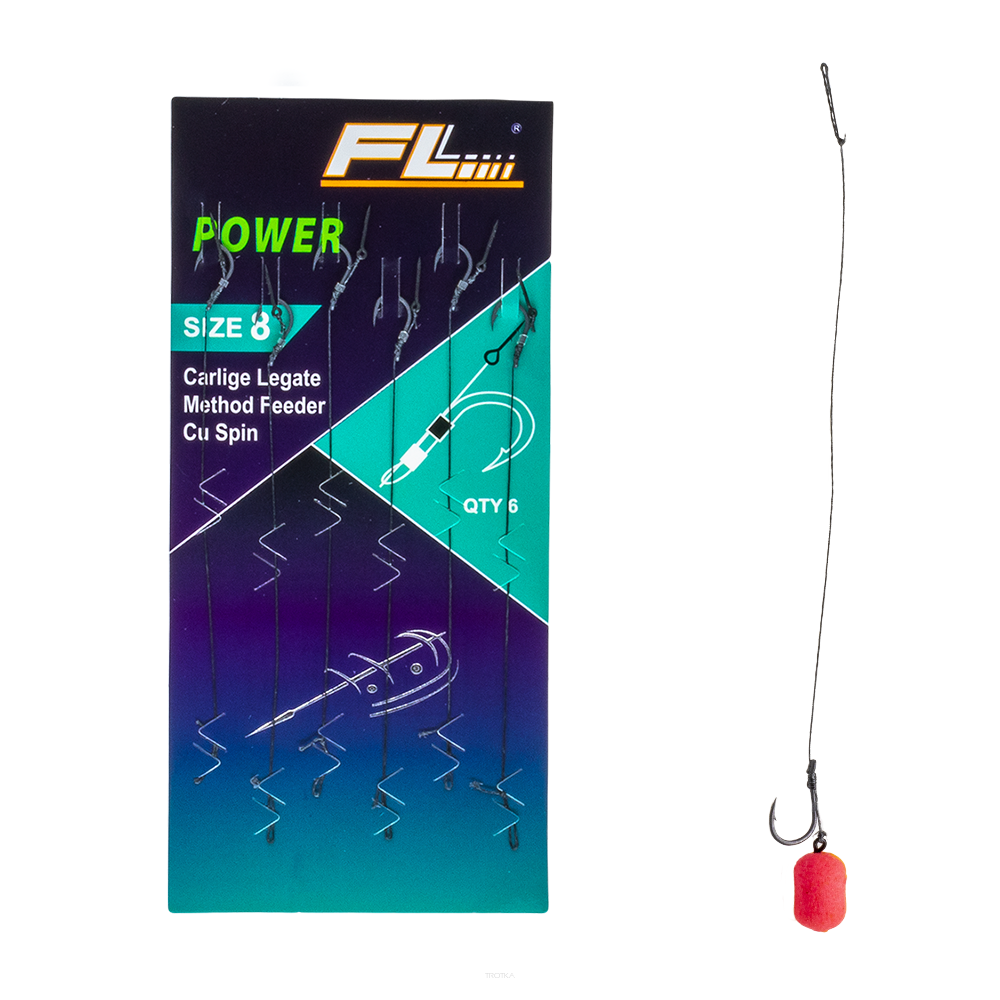 FL Method Feeder Power bagnet r.8 0.14mm 6szt. przypony na plecionce