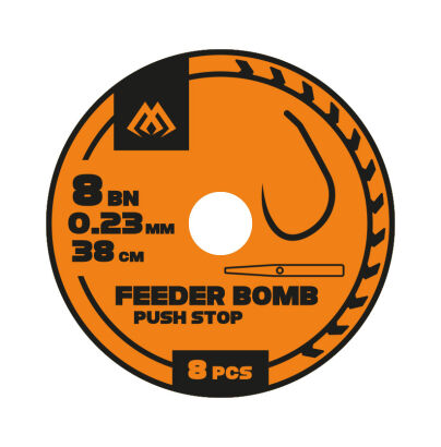 Przypony Mikado Feeder Bomb z Push Stopem bez zadziora #14 0,18mm/38cm