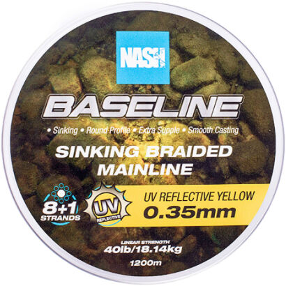 Plecionka Nash Baseline Sinking Braid UV Yellow 20lb/0.20mm 600m