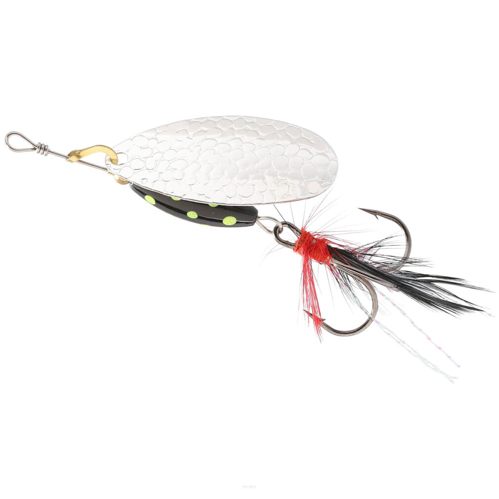 Błystka Obrotowa Mikado M Grub - 2 Srebrna / Black Lemon