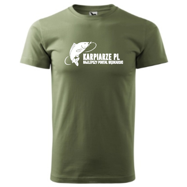 Koszulka męska z logo Karpiarze.pl (t-shirt) - Khaki, roz. M
