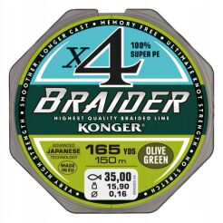 Plecionka Konger Braider X4 0,18/150 - Olive Green