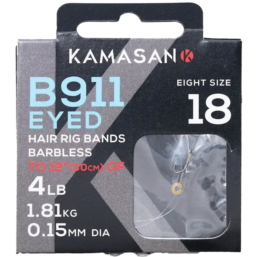 Przypony Kamasan B911 Eyed Barbless 30cm 0,18mm - 14