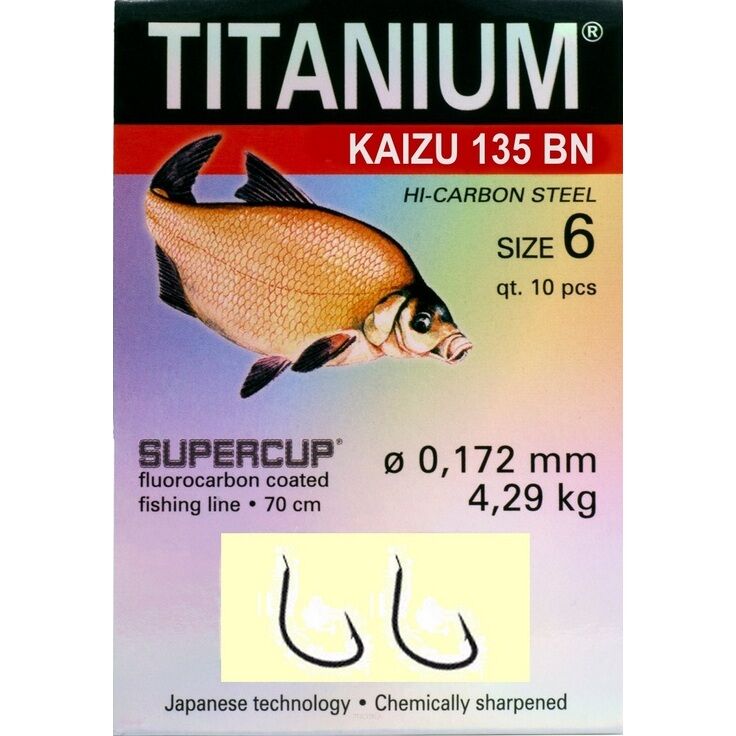 Haczyki Titanium z przyponem Kaizu 135BN - roz. 10 01-S-135BN-10