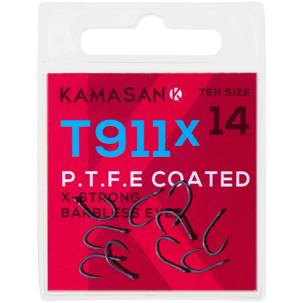 Haczyki Kamasan T911 X-strong P.T.F.E. Eyed Barbless - 10