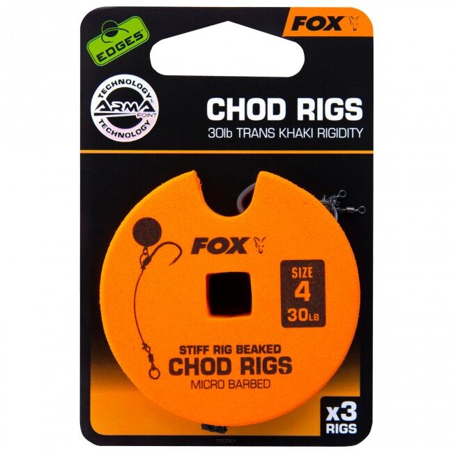  Haczyki FOX Chod Rigs - Stiff Rig Beaked 30lb - roz. 4 CCR155