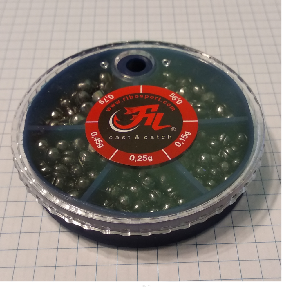  Ciężarki ołowiane, śrut wędkarski Fil - 100g (0.15g, 0,25g, 0,45g, 0,7g, 0,9g)