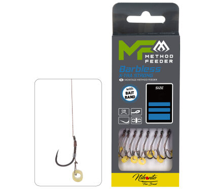 Haczyki Method Feeder Mikado plecionka z gumką bez zadziora 10cm/#8