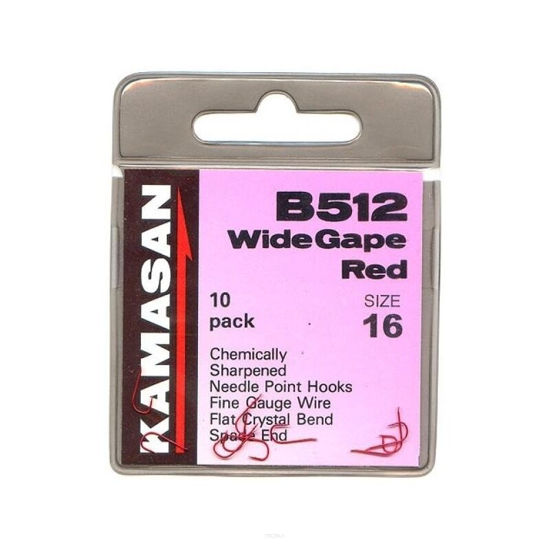 Haczyki Kamasan B512 Wide Gape Red #16