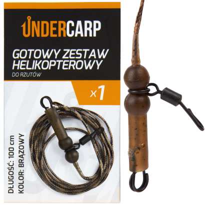 Gotowy zestaw karpiowy Under Carp helikopterowy do rzutów brązowy 100 cm