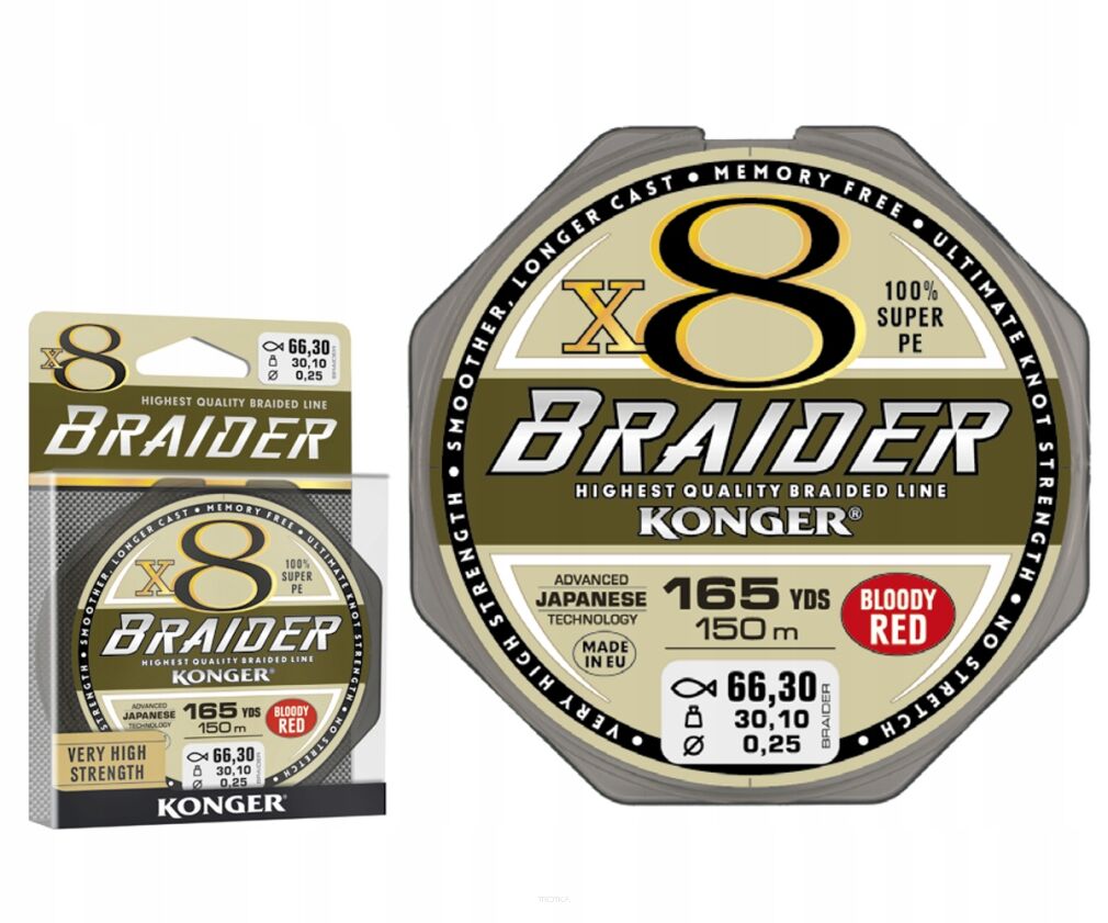 Plecionka Konger Braider X8 0,16/150 - Bloody Red 