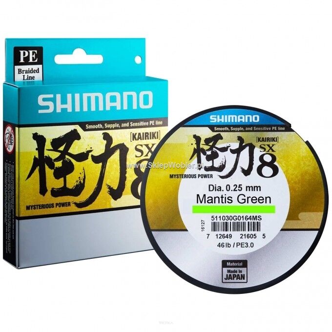 Plecionka Shimano Kairiki8 - Mantis Green 150m/0,190mm, plecionka spinningowa, plecionka karpiowa, plecionka gruntowa