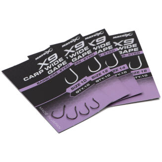 Haczyki Matrix X9 Carp Wide Gape Barbless Eyed - 16 - 4