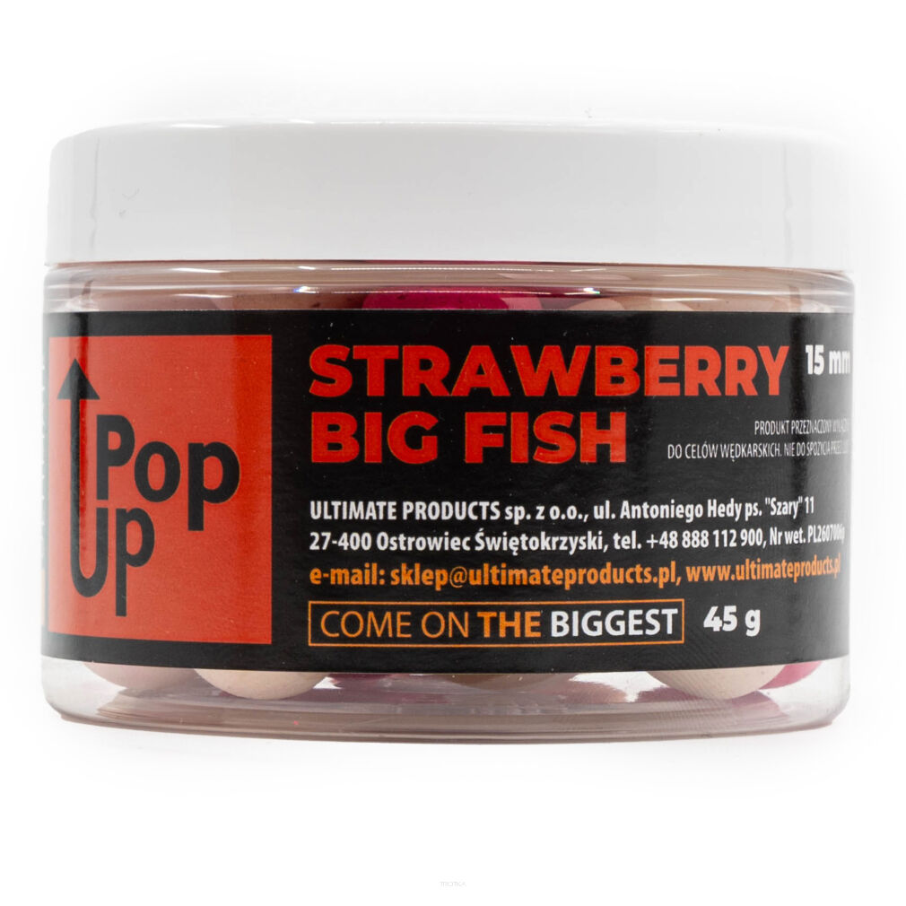 Kulki Pop Up Ultimate Products Strawberry Big Fish 15mm