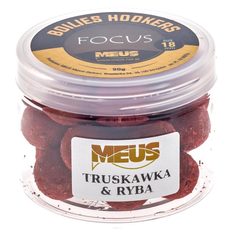 Kulki hakowe tonące  Meus Focus 18mm - Truskawka & Ryba