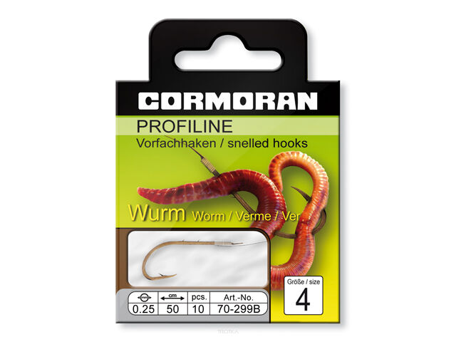 Haczyki Cormoran z przyponem - Worm BR - 0,25mm roz. 4