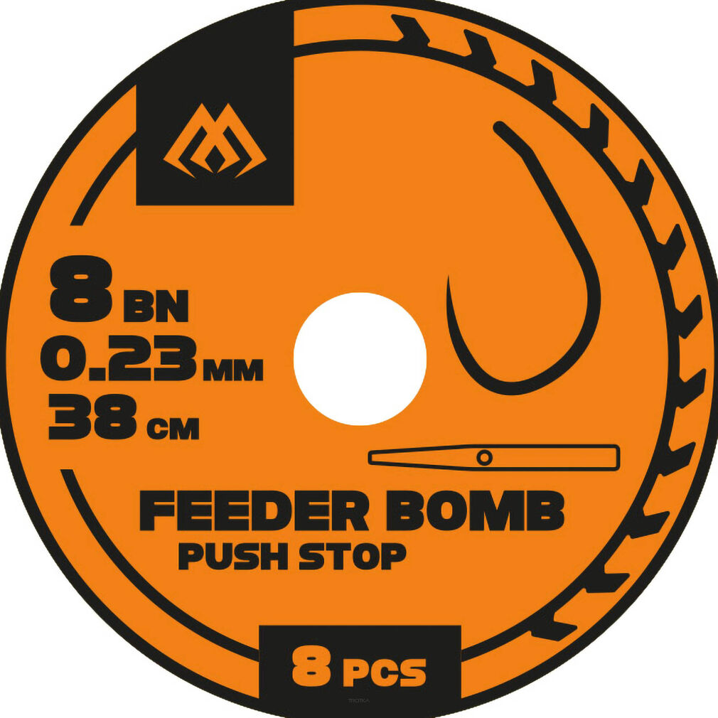 Przypony Mikado Feeder Bomb Z Push Stopem Bezzadziorowe - 8/0.23mm/38cm