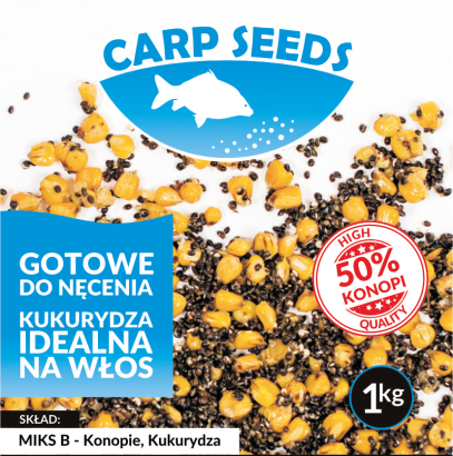 Gotowe ziarno zanętowe Carp Seeds - Miks B - Konopie, Kukurydza 1kg