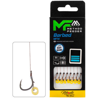 Przypony Mikado Mf Mf14 Z Gumką Hak Z Zadziorem Nr 14 / Plecionka: 0.12mm/10cm