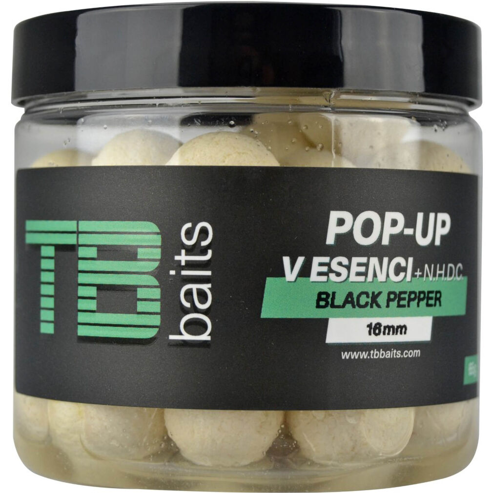 Kulki W Dipie TB Baits Floating Pop-Up White Black Pepper + NHDC 65g - 16mm