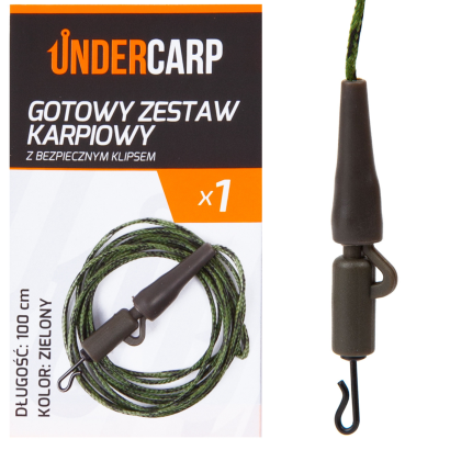 Gotowy zestaw karpiowy Under Carp z bezpiecznym klipsem zielony 100 cm