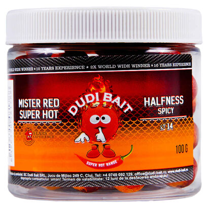 Kulki Haczykowe Dudi Bait Mister Red Super Hot Połówki Pieprz 14mm 100g