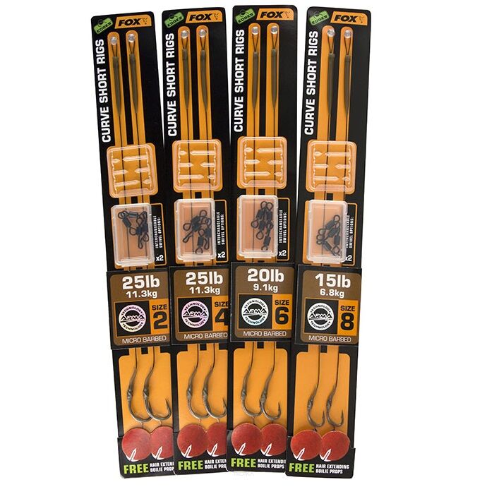 Haczyki FOX z przyponem Curve Short Rigs 11,3kg - roz. 4 CCR135