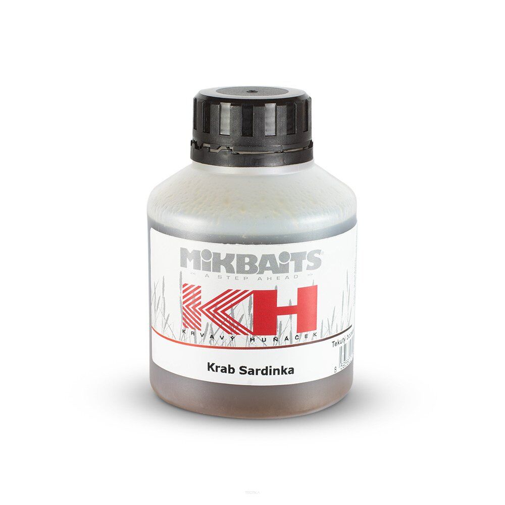 Booster MikBaits Krvavý Huňáček 250ml - Crab Sardynka