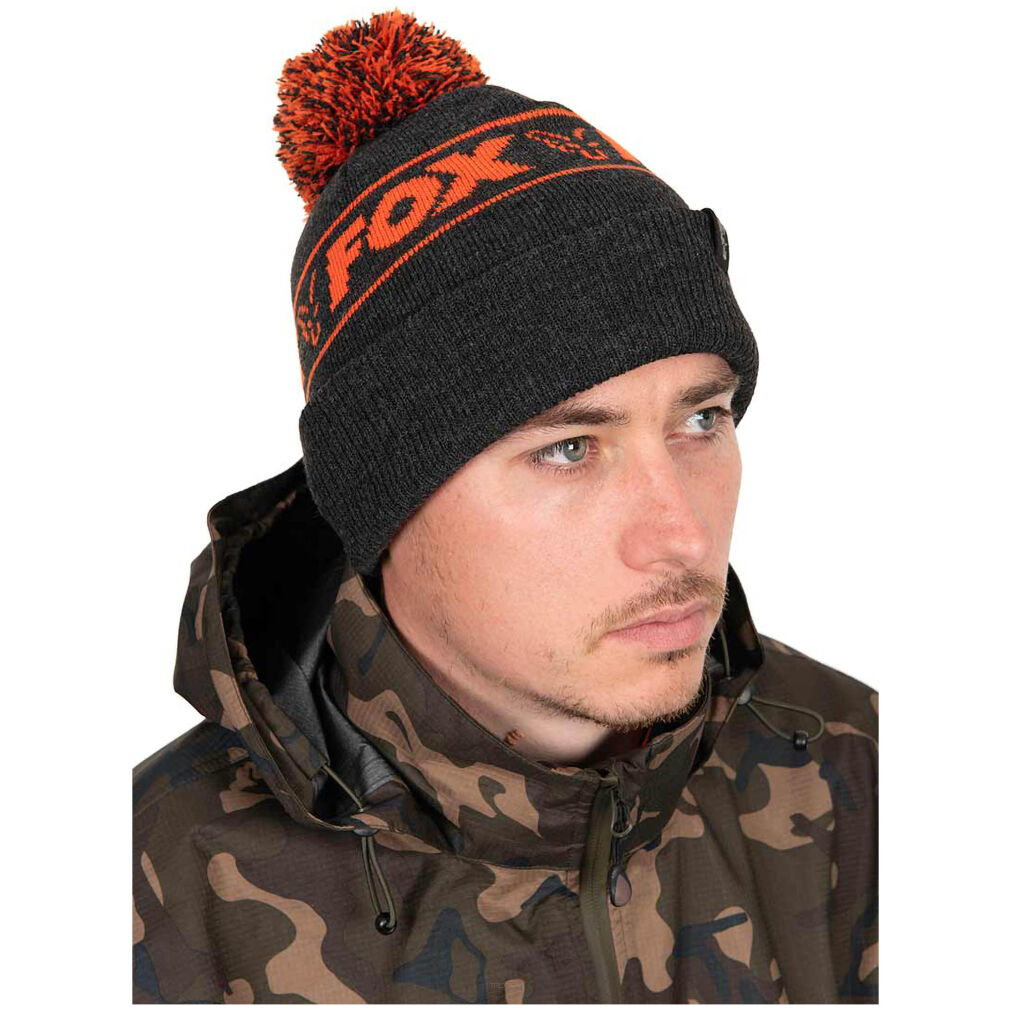 Czapka Fox Collection Bobbles Black/Orange