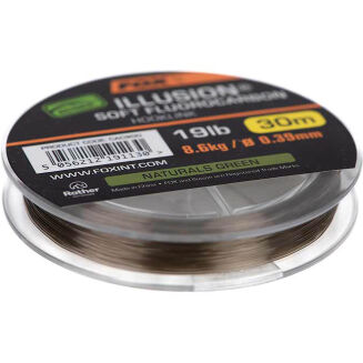 Fluorocarbon Fox Edges Illusion Soft Fluorocarbon Hooklink 19lb 8.6kg (0.39mm) x 30m - Naturals Green - 2