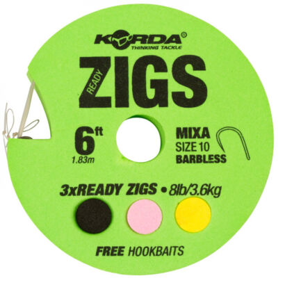 Przypony Korda Ready Zigs Mixa 10 Barbless 8ft/2.44m 8lb/3.6kg