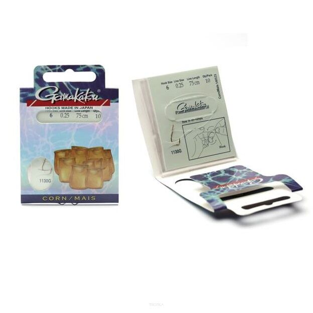 Haczyki Gamakatsu z przyponem Coarse - Corn 1130G #12/0,14mm