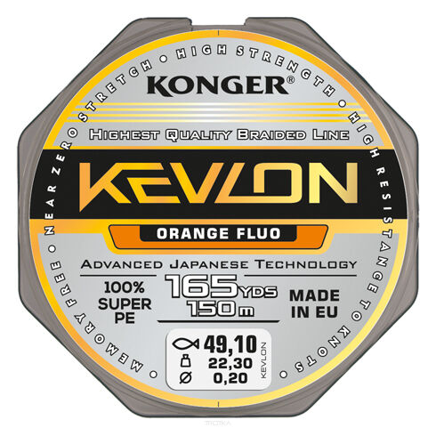 Plecionka Konger Kevlon X4 Orange Fluo - 150m/0,16mm