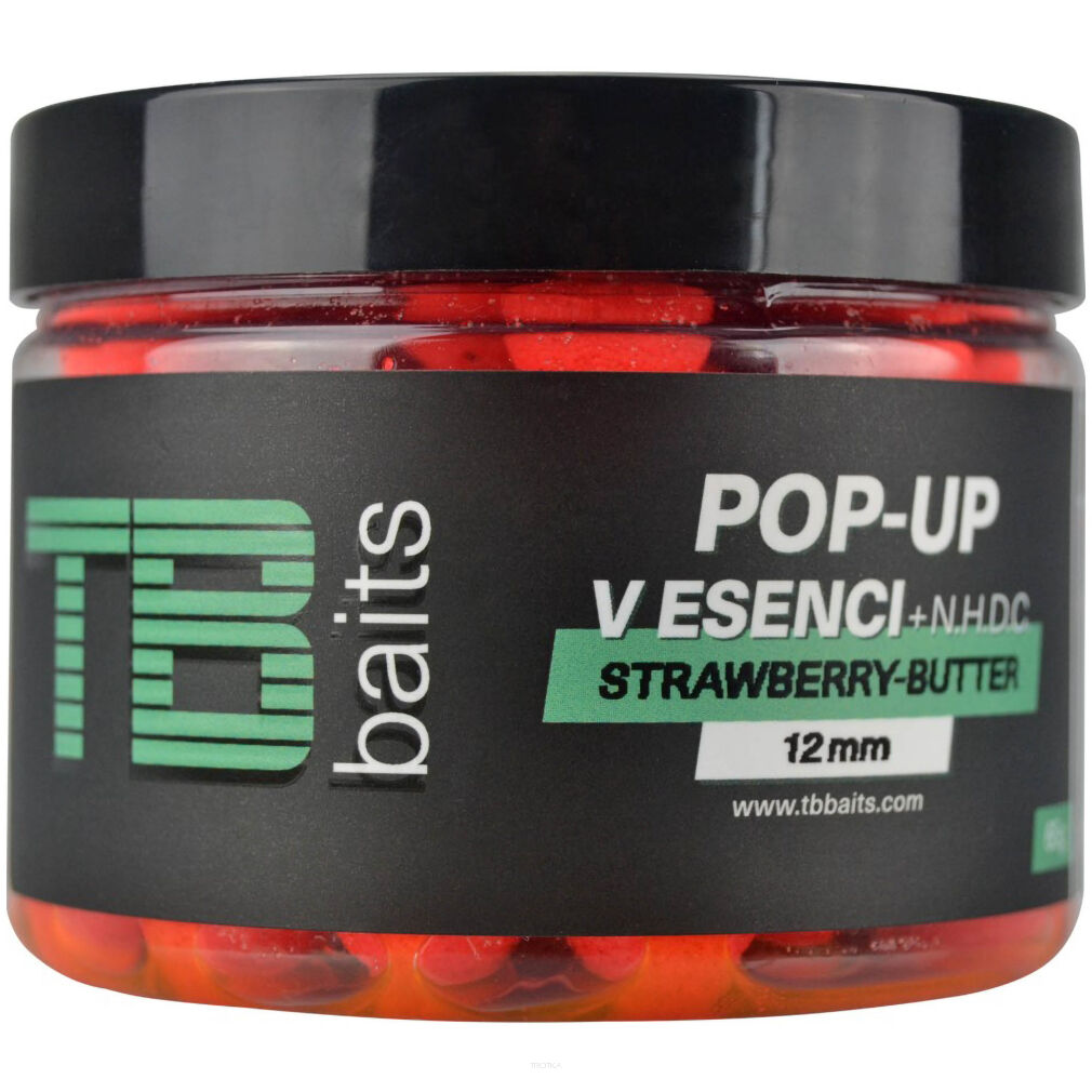 Kulki W Dipie TB Baits Floating Pop-Up Strawberry Butter + NHDC 65g 12mm